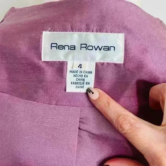 100 % Silk Vintage Rena Rowan Dress Suit, Dress size 8, Blazer size 4. - Picture 11 of 15